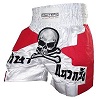 FIGHTERS - Pantaloncini Muay Thai / Skull / Bianco-Rosso
