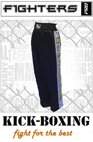 FIGHT-FIT - Pantalones de Kickboxing / Satín / Negro / Small