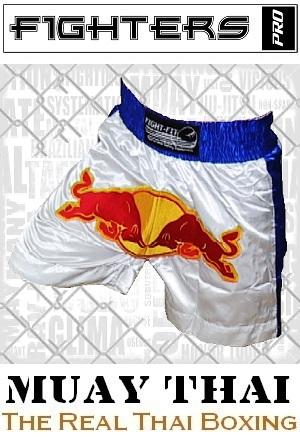 FIGHTERS - Pantaloncini Muay Thai / Red Bull / Bianco-Blu / XXL