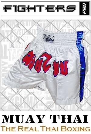 FIGHTERS - Shorts de Muay Thai / Blanc / Large