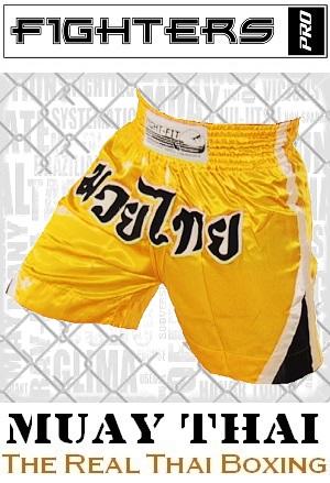 FIGHTERS - Pantaloncini Muay Thai / Giallo / Large