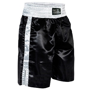 FIGHT-FIT - Shorts de Boxeo Largo / Negro-Blanco / Medium