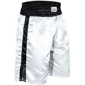 FIGHT-FIT - Shorts de Boxeo Largo / Blanco-Negro / XL