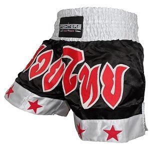 FIGHTERS - Pantaloncini Muay Thai / Nero-Bianco / XL