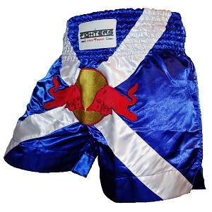 FIGHTERS - Pantalones Muay Thai / Bulls / Azul-Blanco / XL