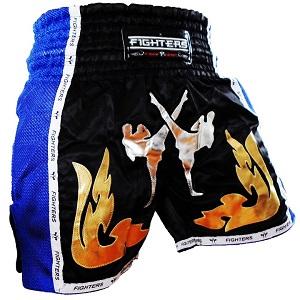 FIGHTERS - Shorts de boxe thai / Elite Fighters / Noir-Bleu / XS