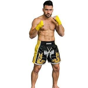 FIGHTERS - Thaibox Shorts / Elite Fighters / Schwarz-Gelb / Medium